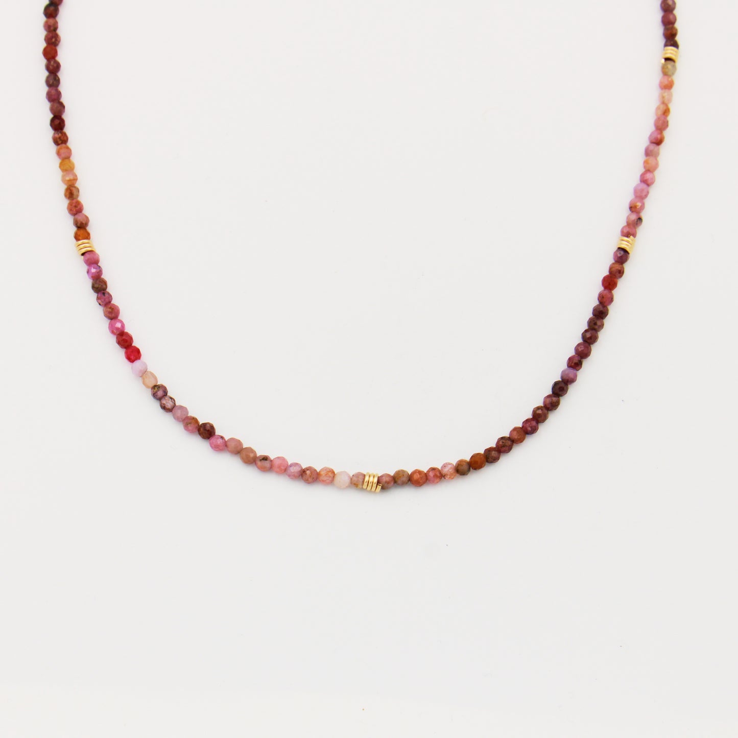 Ruby Beaded GF Necklace 16-17.75"