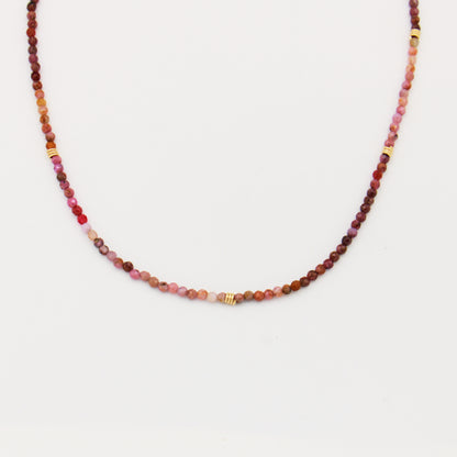 Ruby Beaded GF Necklace 16-17.75"