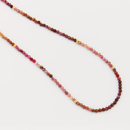 Ruby Beaded GF Necklace 16-17.75"