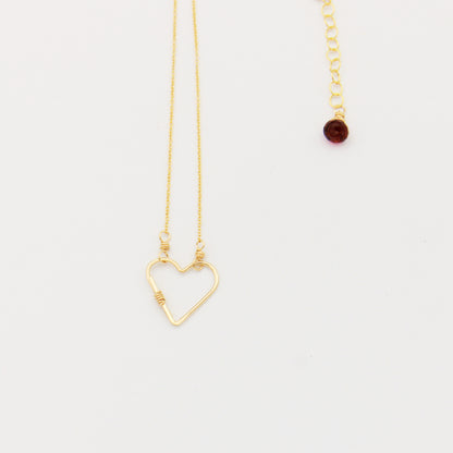 Mended Heart GF Necklace with Garnet 16-17.5"