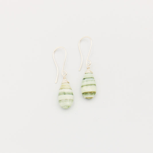 Green Striped Opal Sterling Earrings
