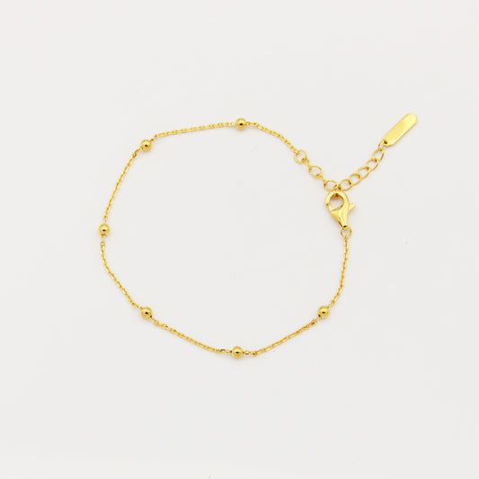 Cable Ball Chain Bracelet 18k GP Adjustable