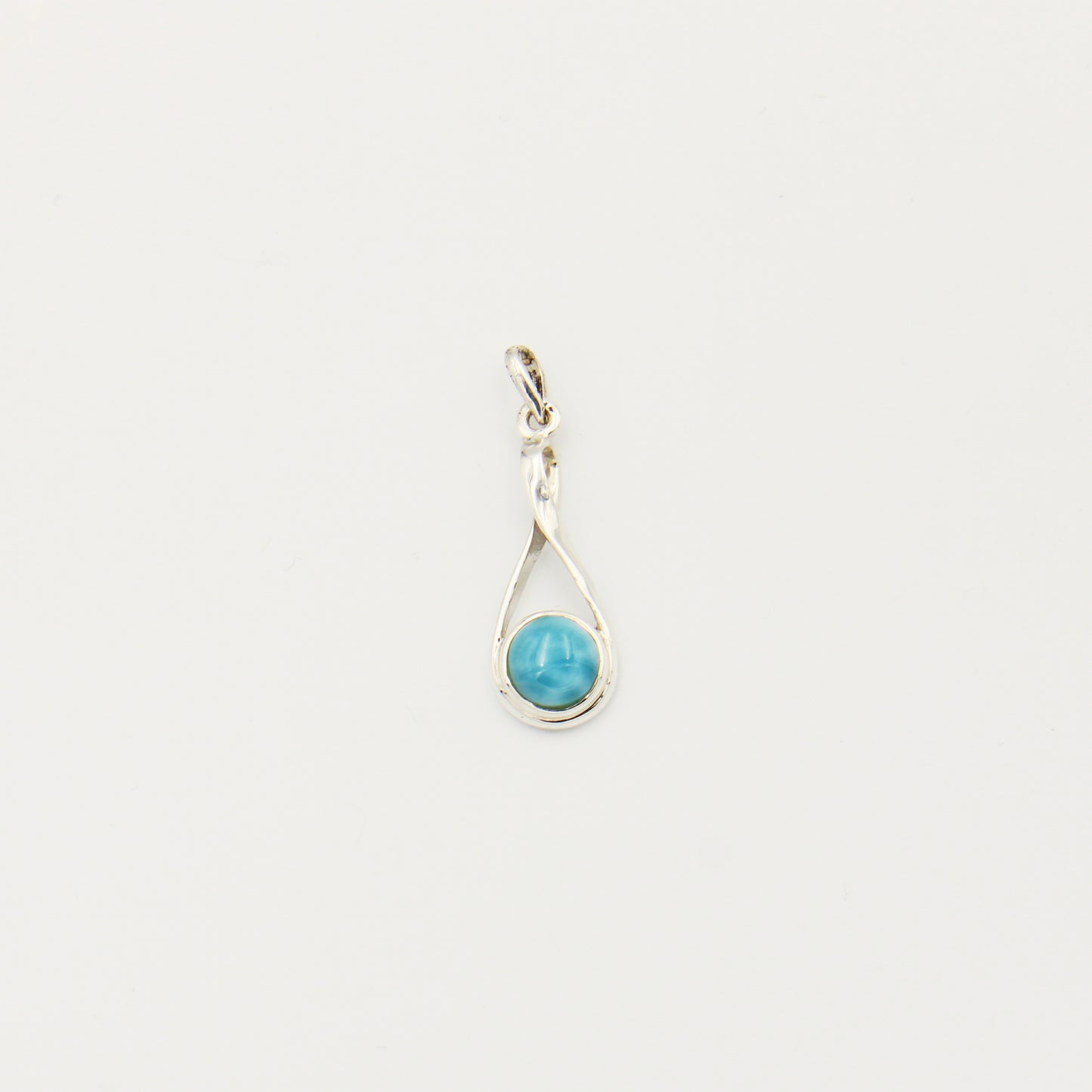 Larimar & Sterling Round Twist Drop Pendant