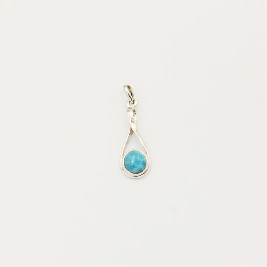 Larimar & Sterling Round Twist Drop Pendant