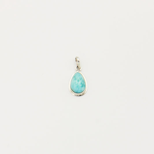 Larimar Teardrop Sterling Bezel Pendant