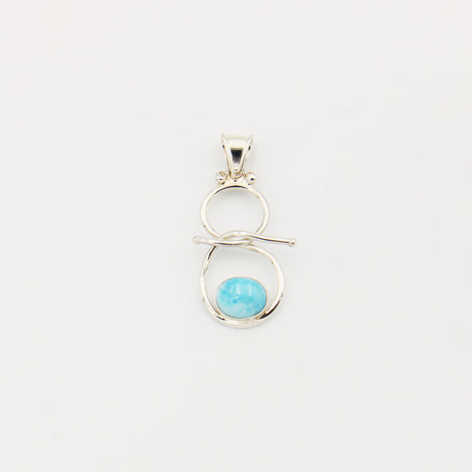 Larimar & Sterling Double Circle Twist Pendant