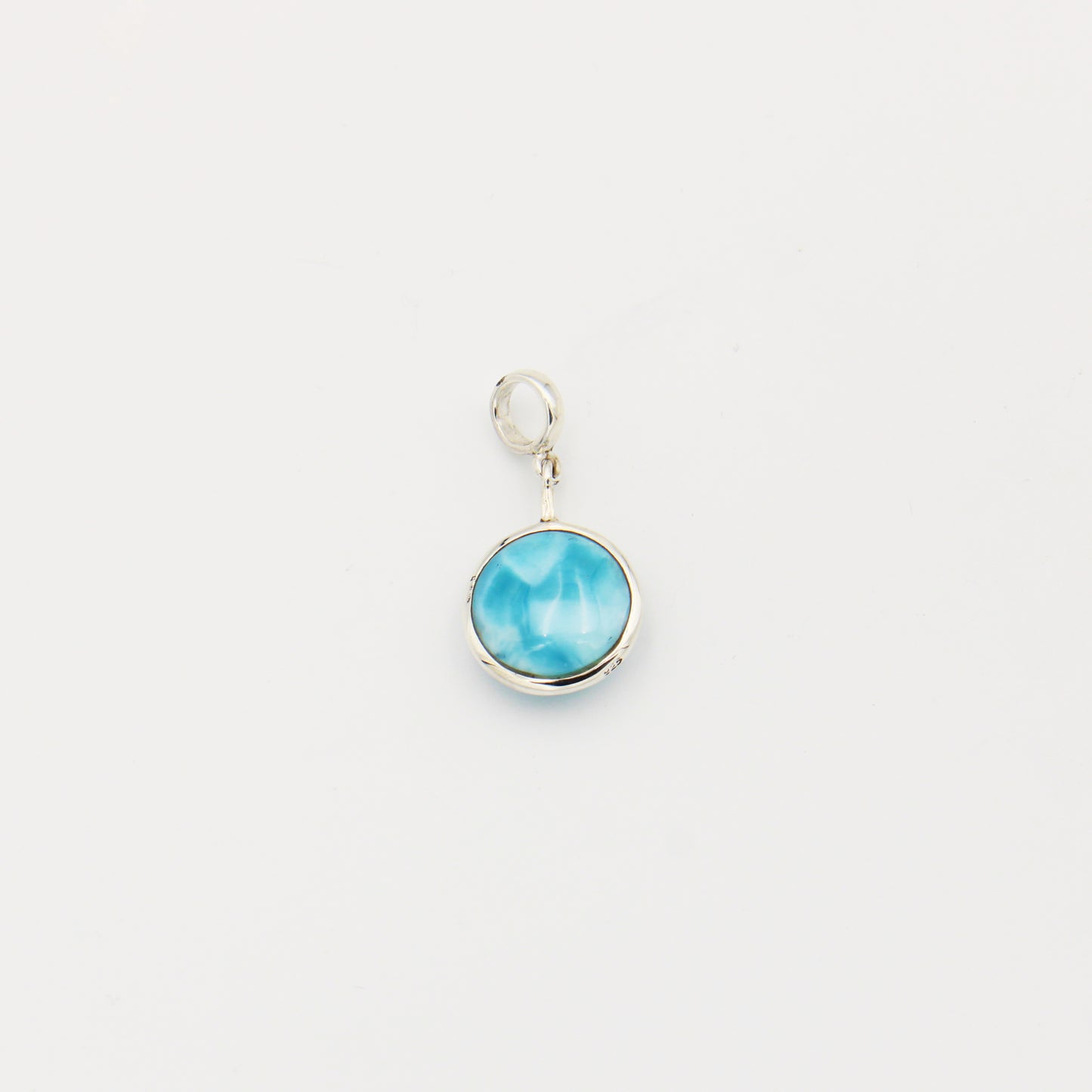 Larimar Double Sided Round Sterling Pendant