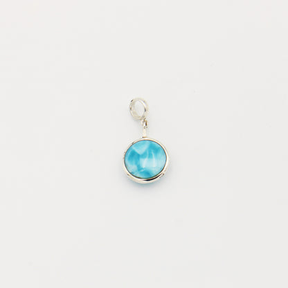 Larimar Double Sided Round Sterling Pendant