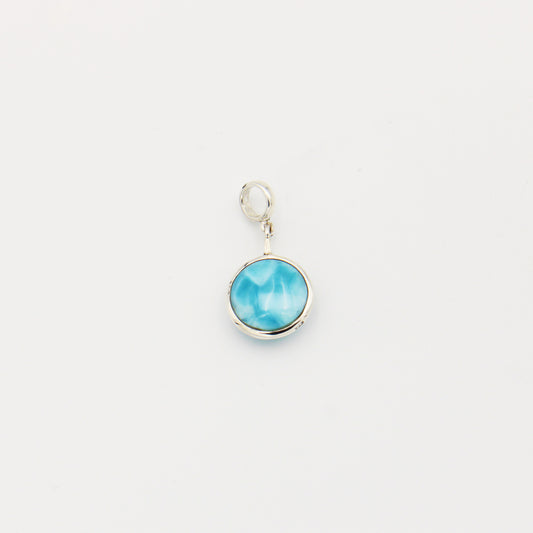 Larimar Double Sided Round Sterling Pendant