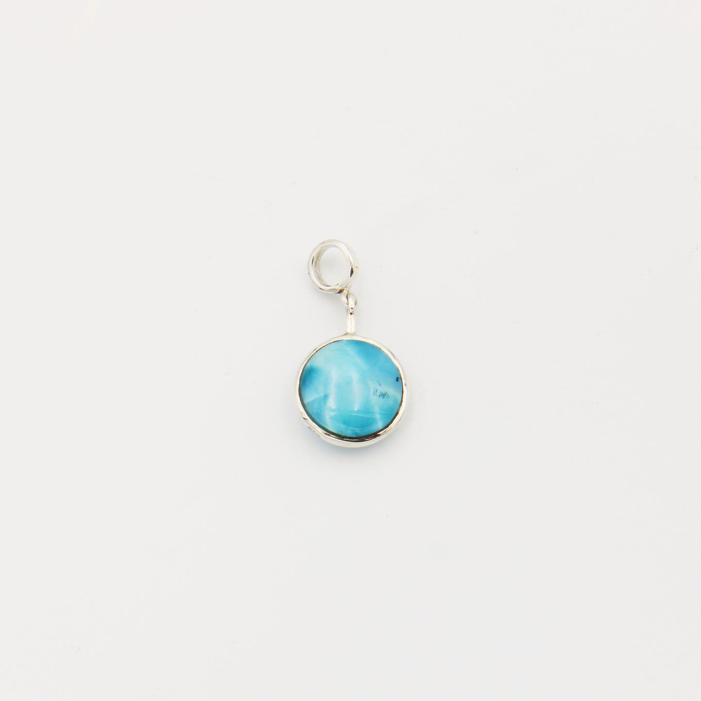 Larimar Double Sided Round Sterling Pendant