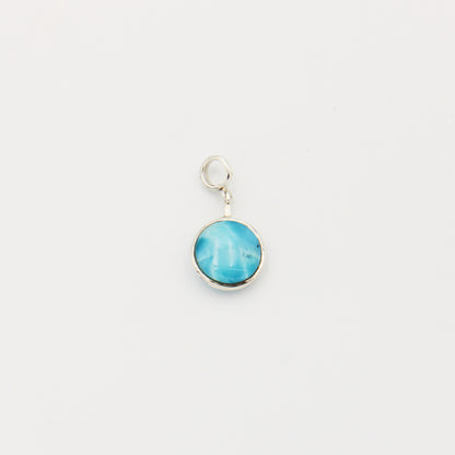 Larimar Double Sided Round Sterling Pendant