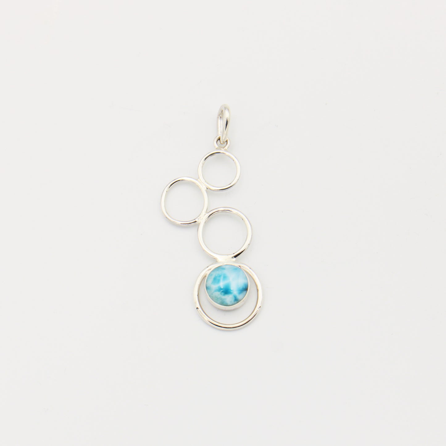 Larimar & Sterling Circles Drop Pendant