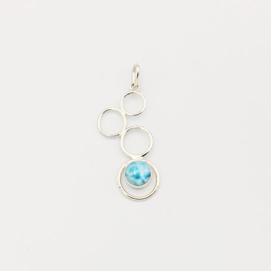 Larimar & Sterling Circles Drop Pendant