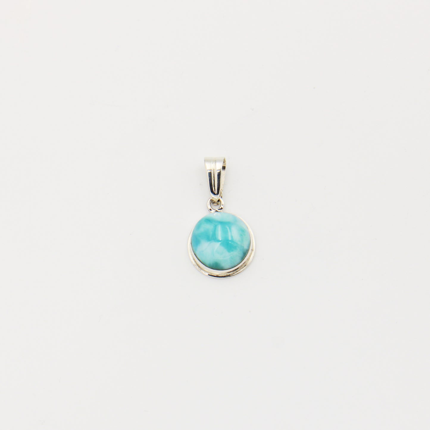 Larimar Round Frame Bezel Sterling Pendant
