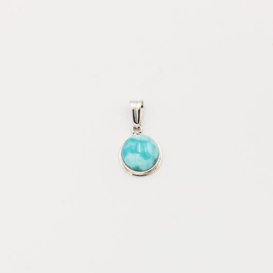 Larimar Round Frame Bezel Sterling Pendant