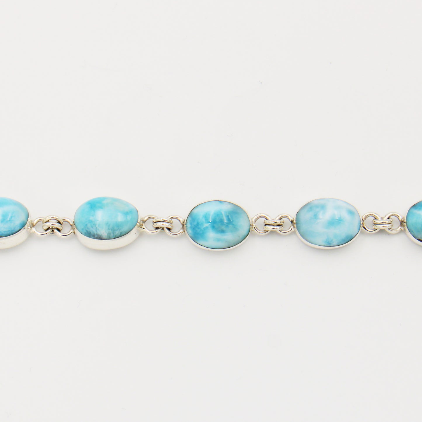 Larimar Oval Sterling Chain Bracelet