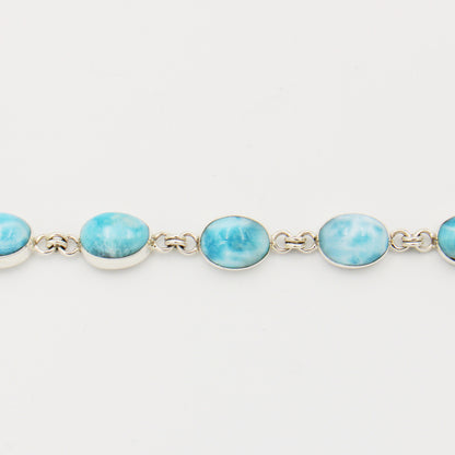 Larimar Oval Sterling Chain Bracelet