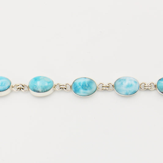 Larimar Oval Sterling Chain Bracelet