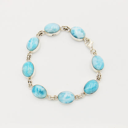 Larimar Oval Sterling Chain Bracelet