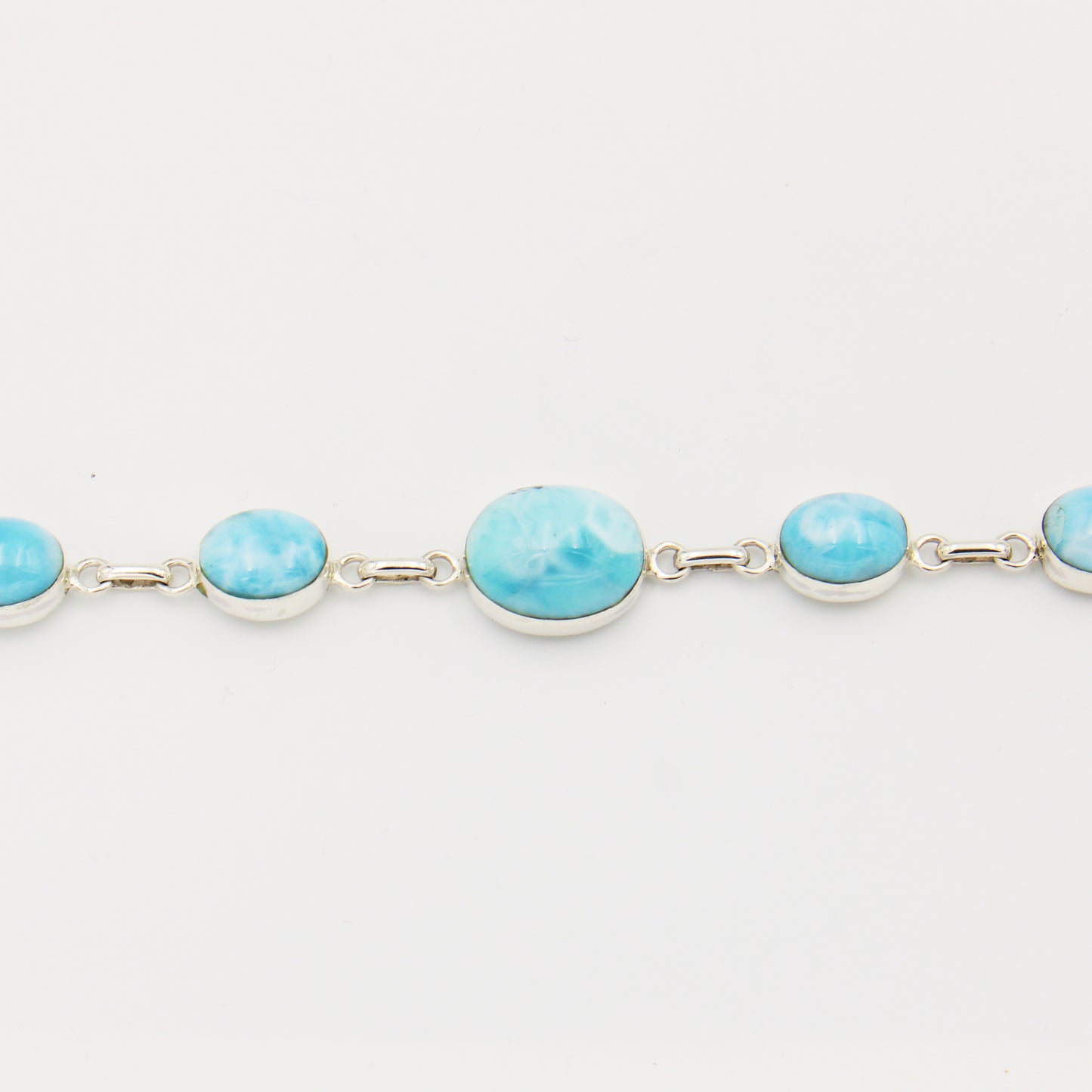 Larimar Oval Sterling Silver Chain Bracelet