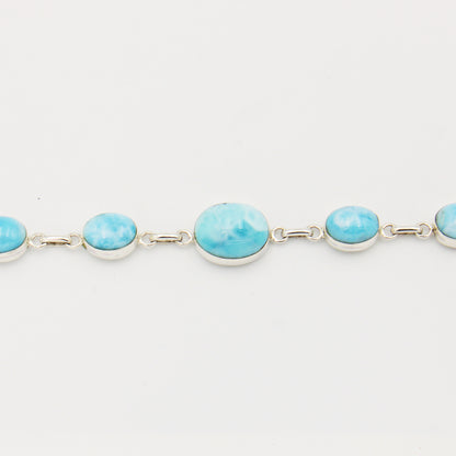 Larimar Oval Sterling Silver Chain Bracelet