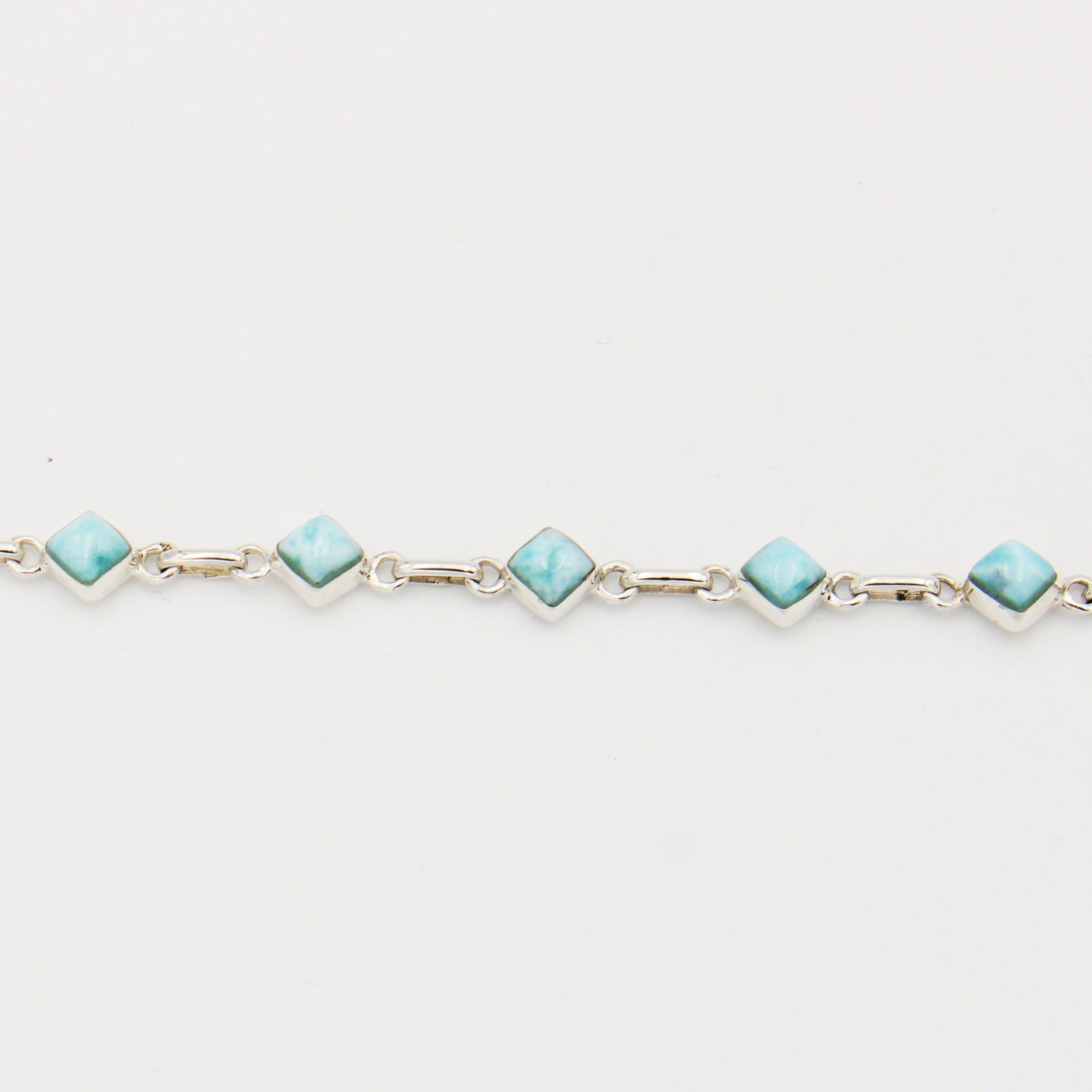 Larimar Tiny Square Sterling Chain Bracelet
