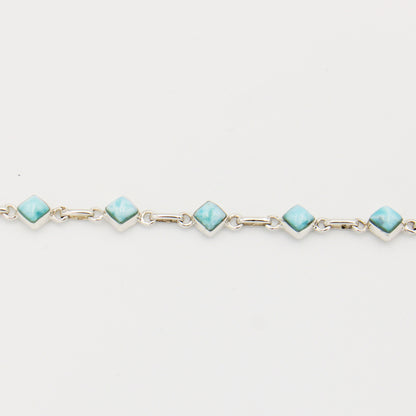 Larimar Tiny Square Sterling Chain Bracelet
