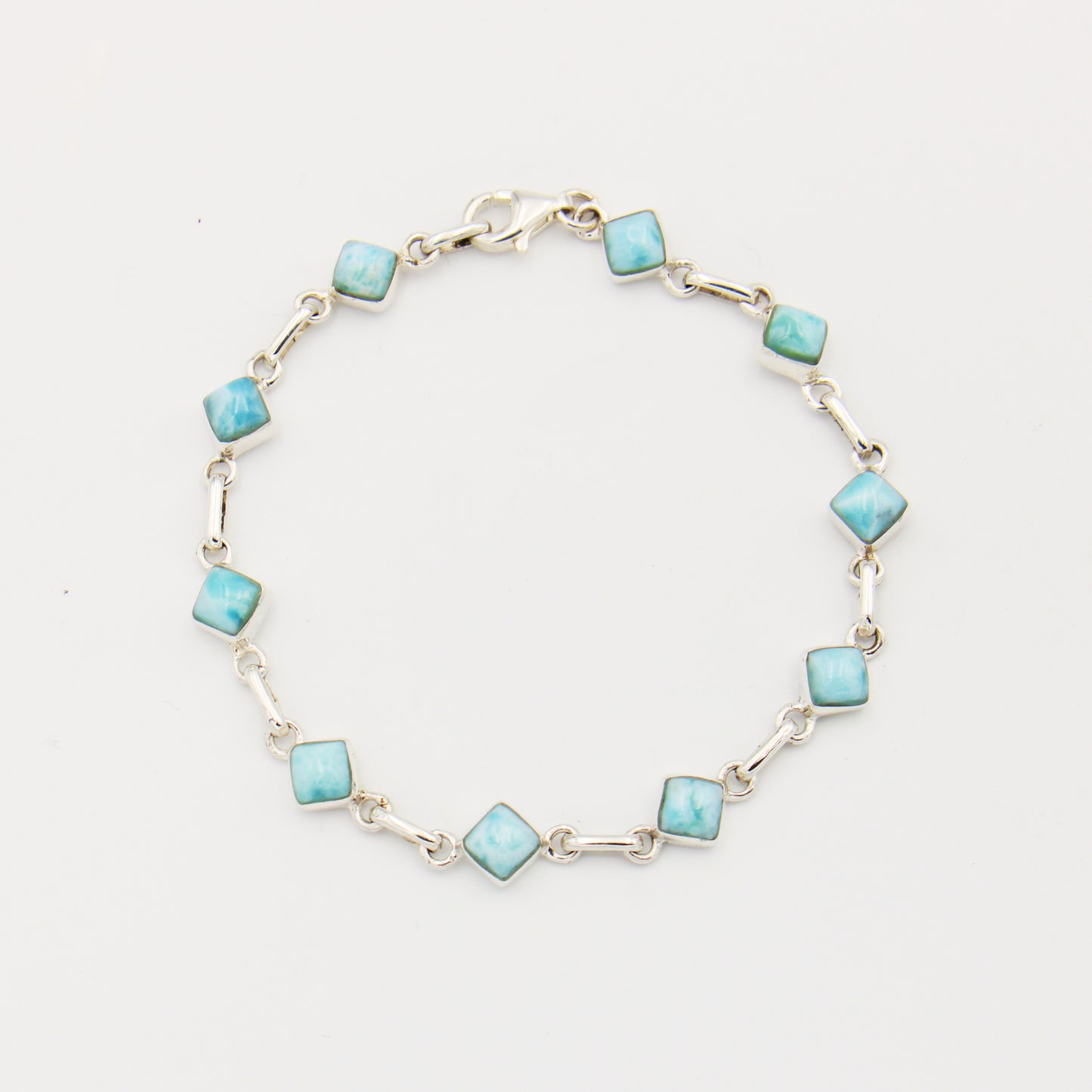 Larimar Tiny Square Sterling Chain Bracelet