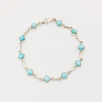 Larimar Tiny Square Sterling Chain Bracelet