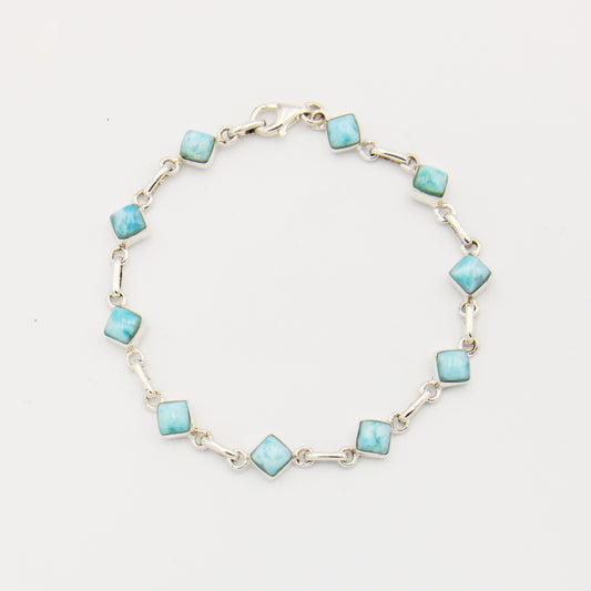 Larimar Tiny Square Sterling Chain Bracelet