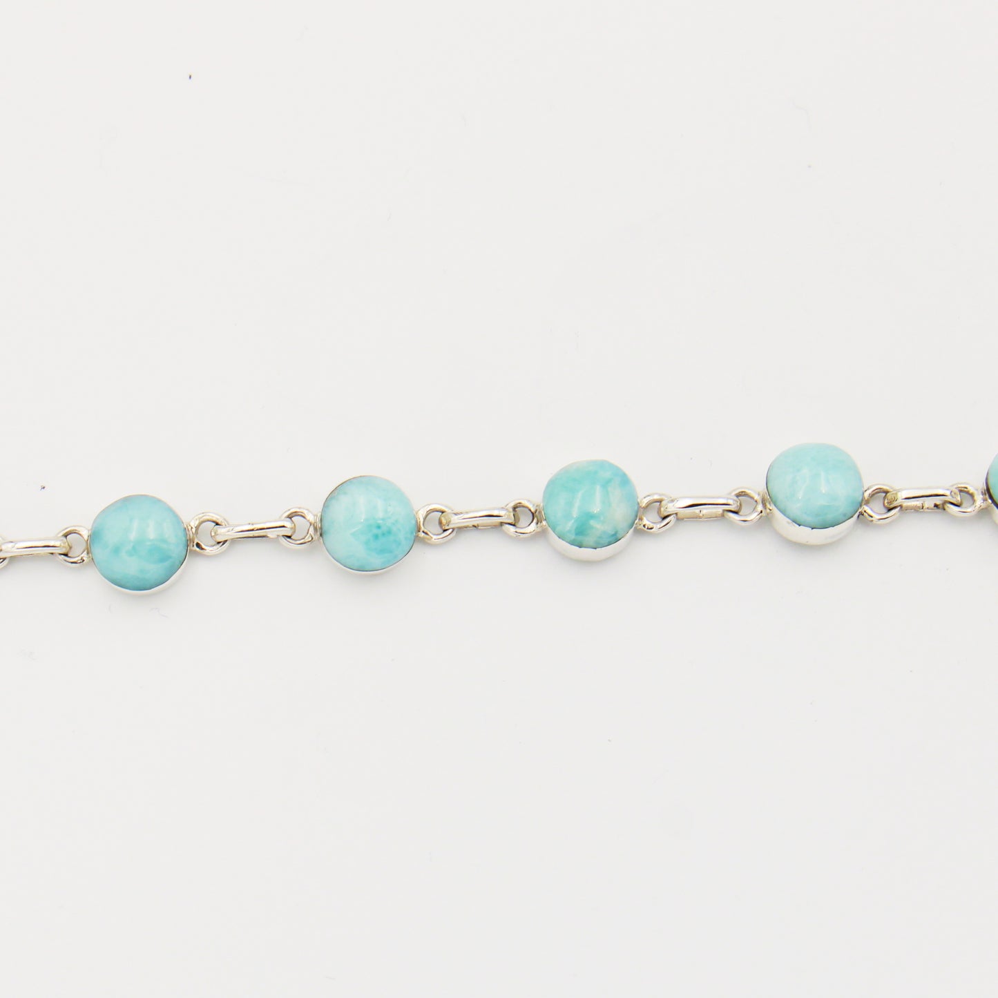 Larimar Round Sterling Chain Bracelet