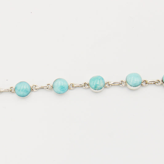 Larimar Round Sterling Chain Bracelet