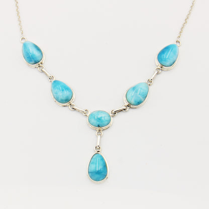 Larimar Six Pears Sterling Silver Necklace 17"