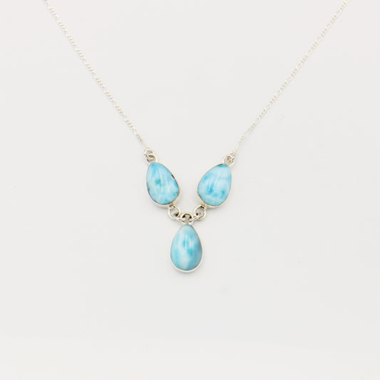 Larimar Three Pears Sterling Silver Necklace 18"
