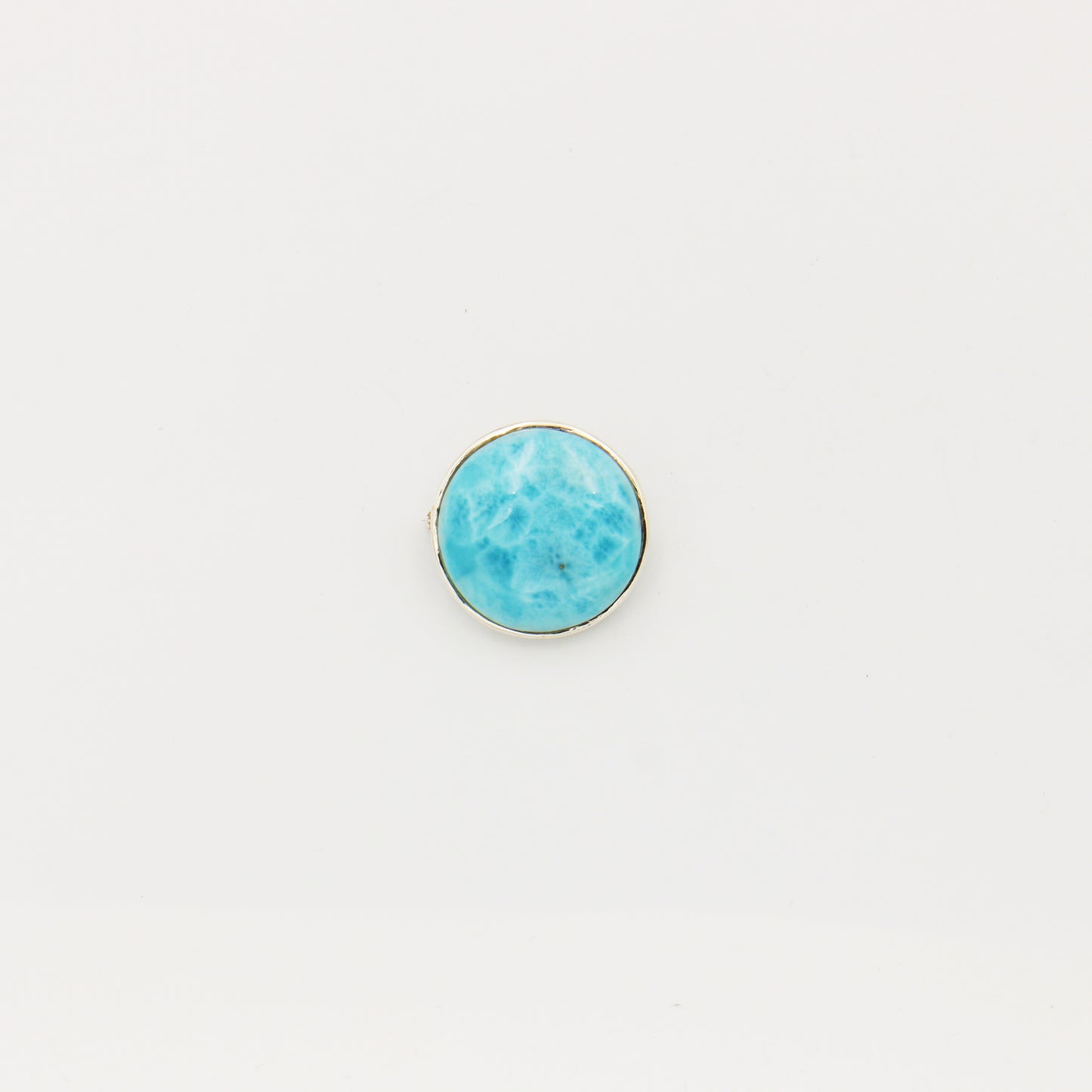 Larimar Round Sterling Brooch