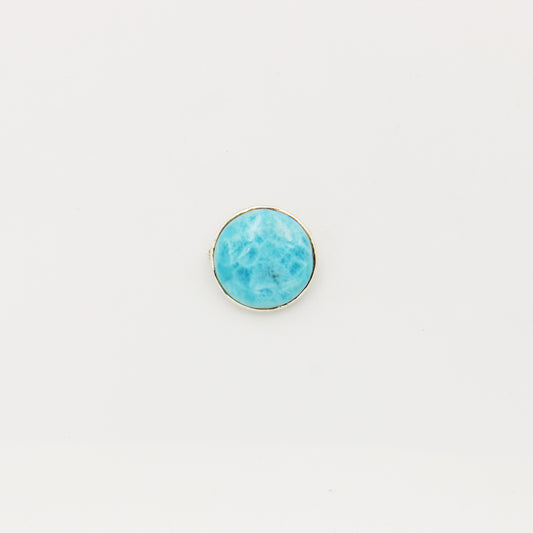 Larimar Round Sterling Brooch