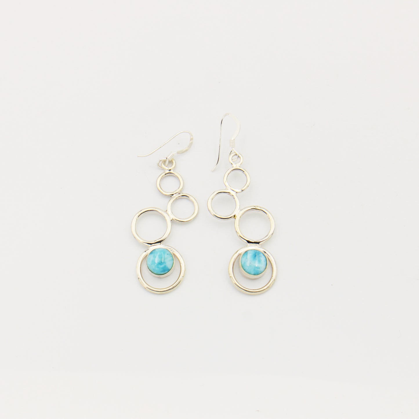 Larimar & Sterling Circles Dangle Earrings