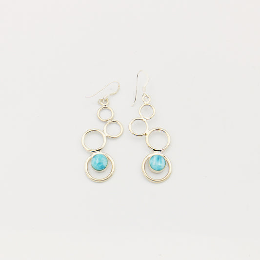 Larimar & Sterling Circles Dangle Earrings
