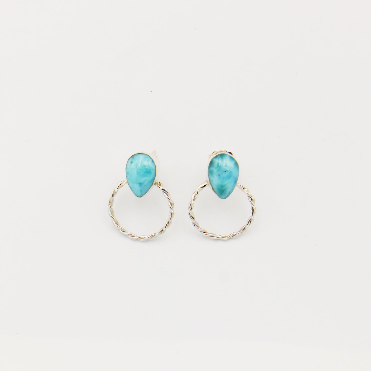 Larimar Teardrop Sterling Circle Drop Earrings