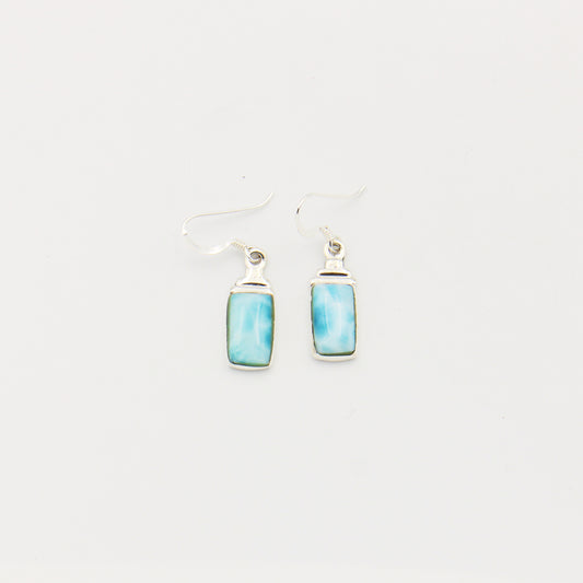 Larimar Rectangle Art Deco Sterling Earrings