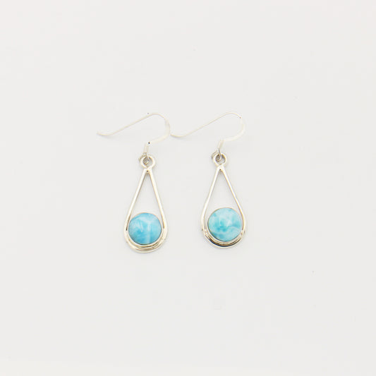 Larimar & Sterling Round Drop Earrings