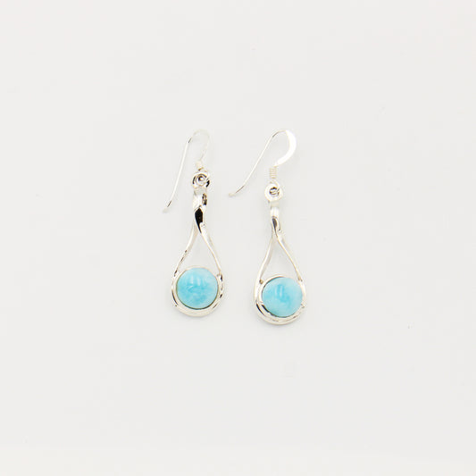 Larimar & Sterling Round Twist Drop Earrings