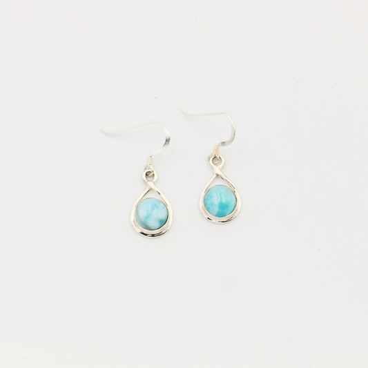 Larimar Round Sterling Teardrop Earrings