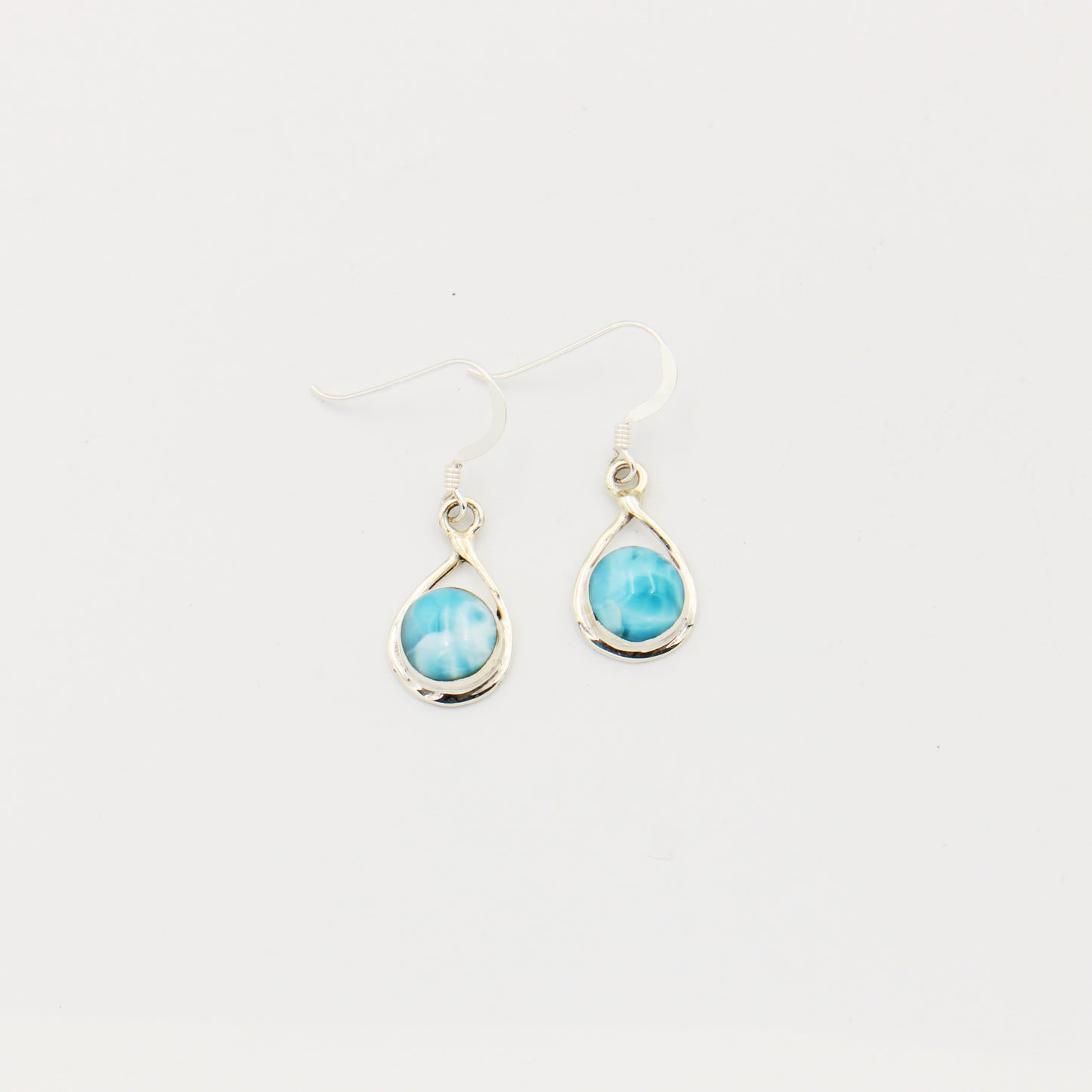 Larimar Round Sterling Teardrop Earrings