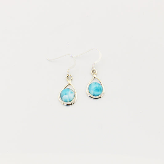 Larimar Round Sterling Teardrop Earrings