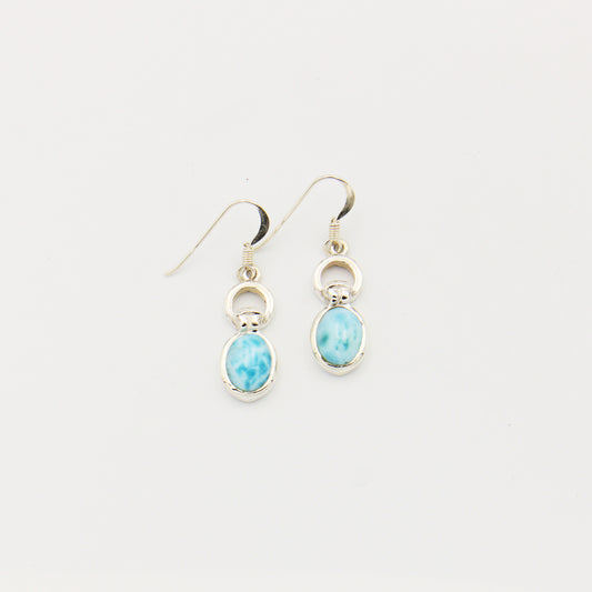 Larimar Oval & Round Link Sterling Earrings