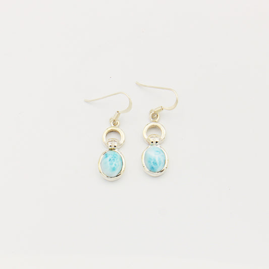 Larimar Oval & Round Link Sterling Earrings