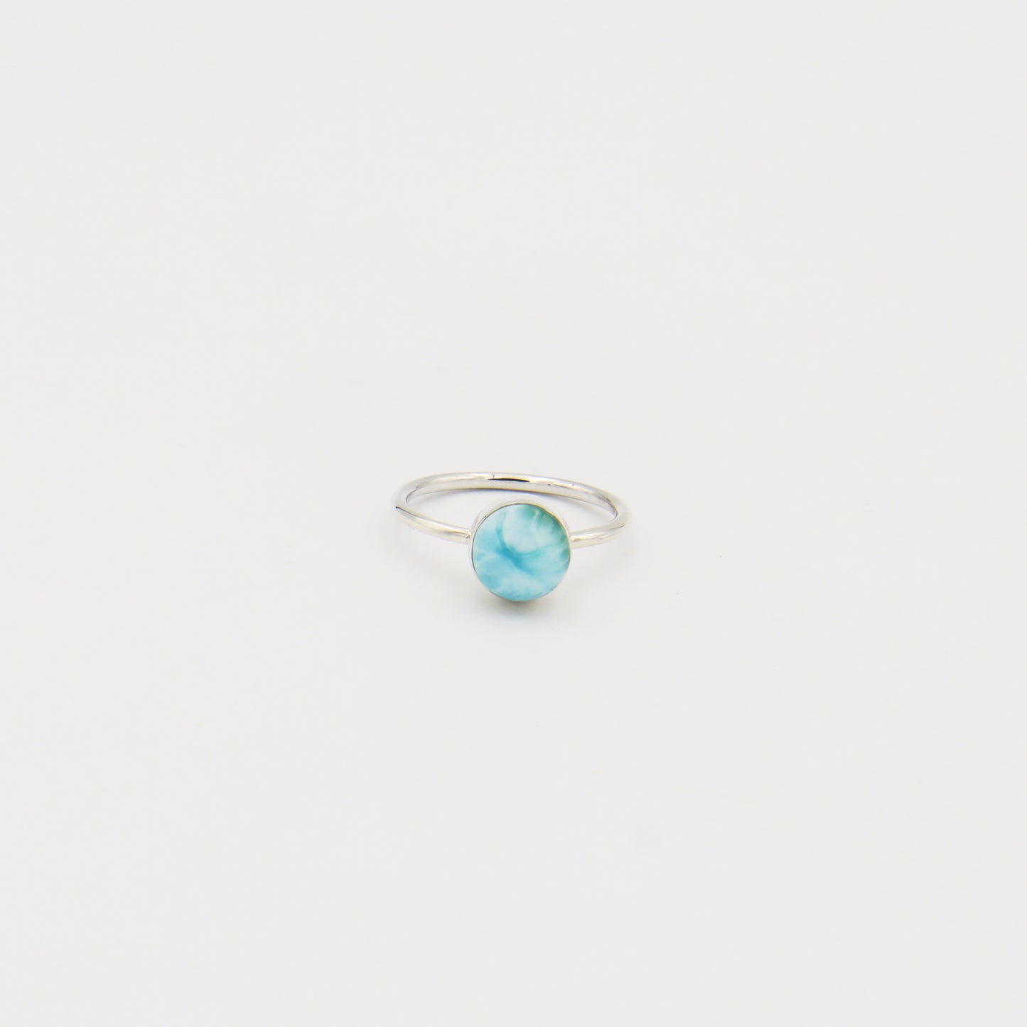 Larimar Small Round Sterling Dainty Band Ring Size 8