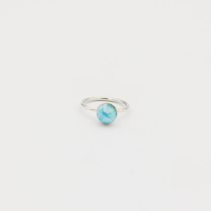 Larimar Small Round Sterling Dainty Band Ring Size 8