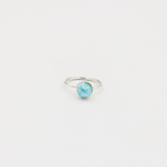 Larimar Small Round Sterling Dainty Band Ring Size 8